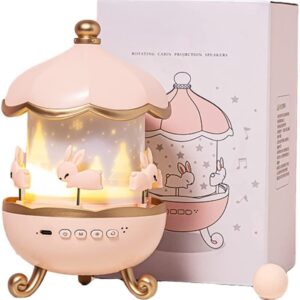 جهاز عرض ضوء ليلي على شكل أرنب – 6 مجموعات أفلام، مصباح LED دوار للنجوم لتزيين غرف الأطفال والسحرية