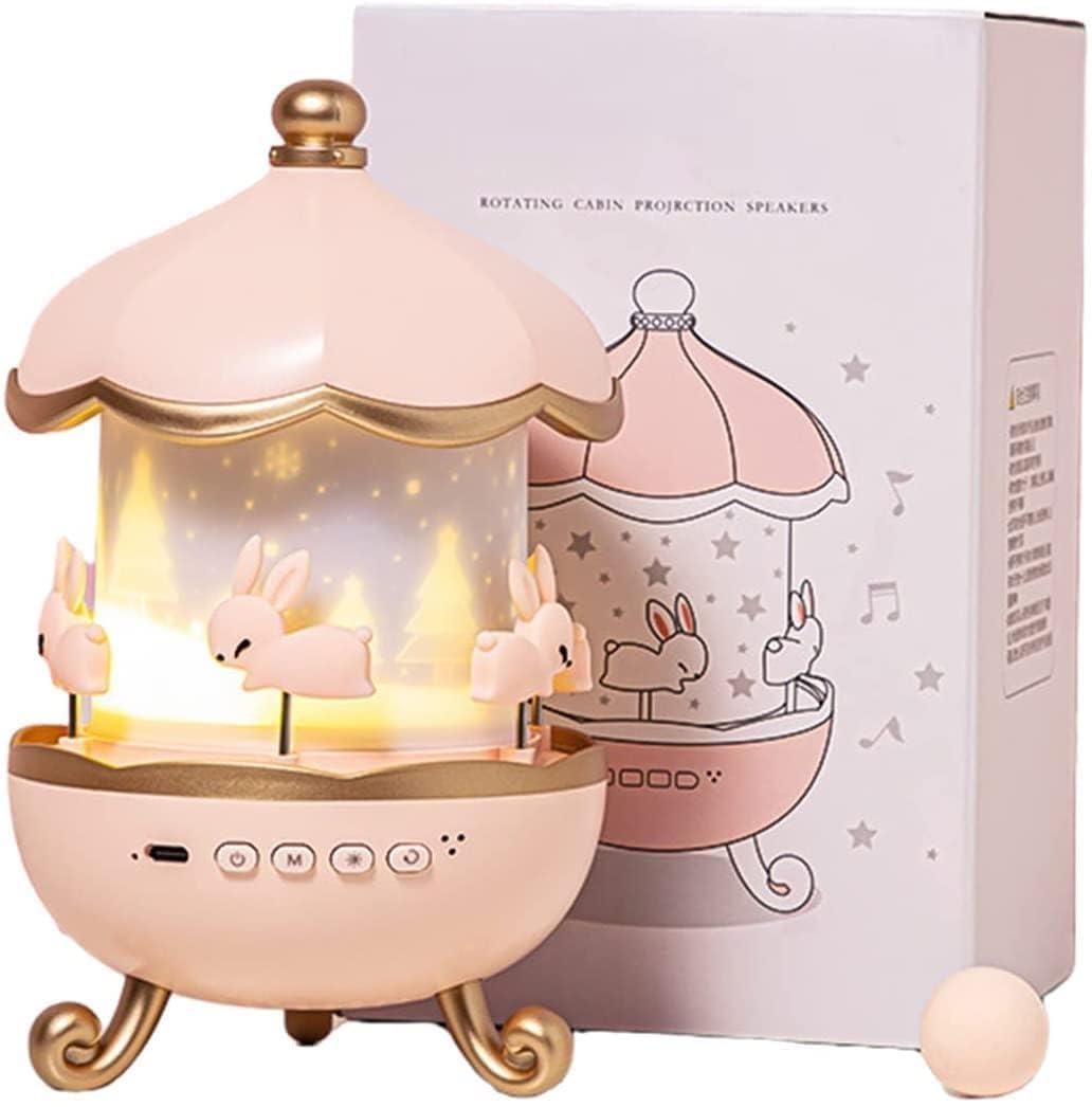 جهاز عرض ضوء ليلي على شكل أرنب – 6 مجموعات أفلام، مصباح LED دوار للنجوم لتزيين غرف الأطفال والسحرية
